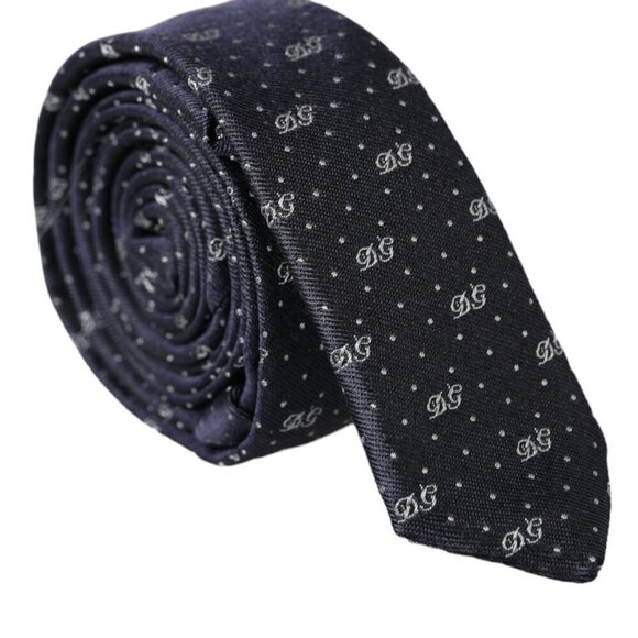 Dolce & Gabbana Dolce & Gabbana Blue DG Logo 100% Silk Adjustable Tie/Blue